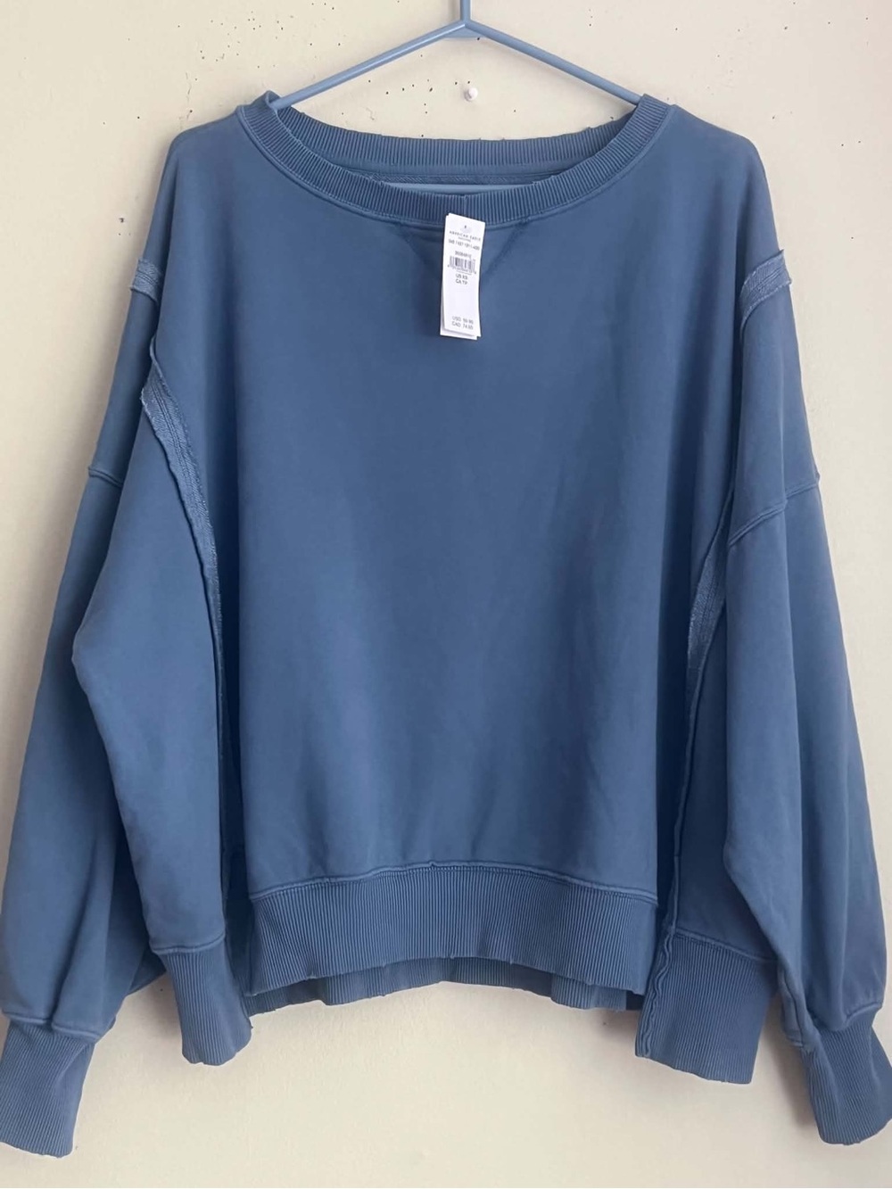 American Eagle Outfitters Relaxed Slate Blue Crewneck Sweatshirt - Women